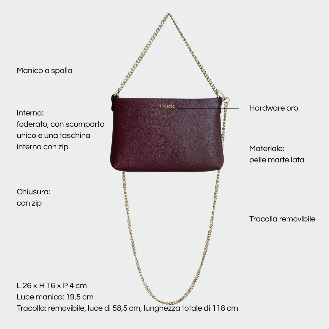 Pochette ANNIE vera pelle - BURGUNDY
