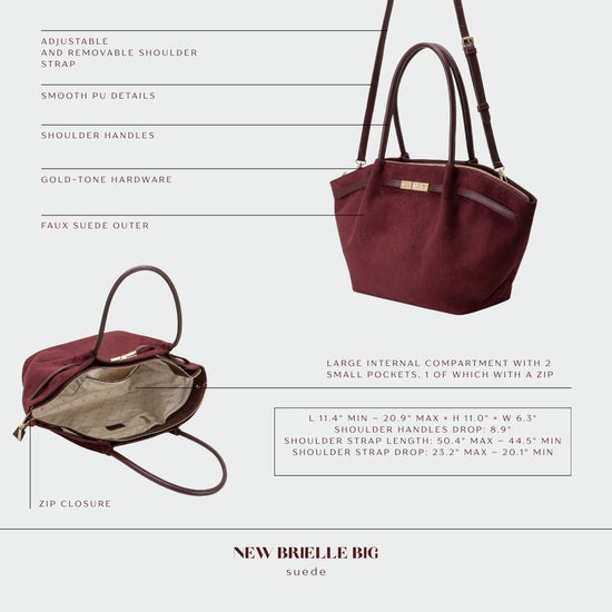 Borsa a spalla BRIELLE BIG SIMILSUEDE - BURGUNDY