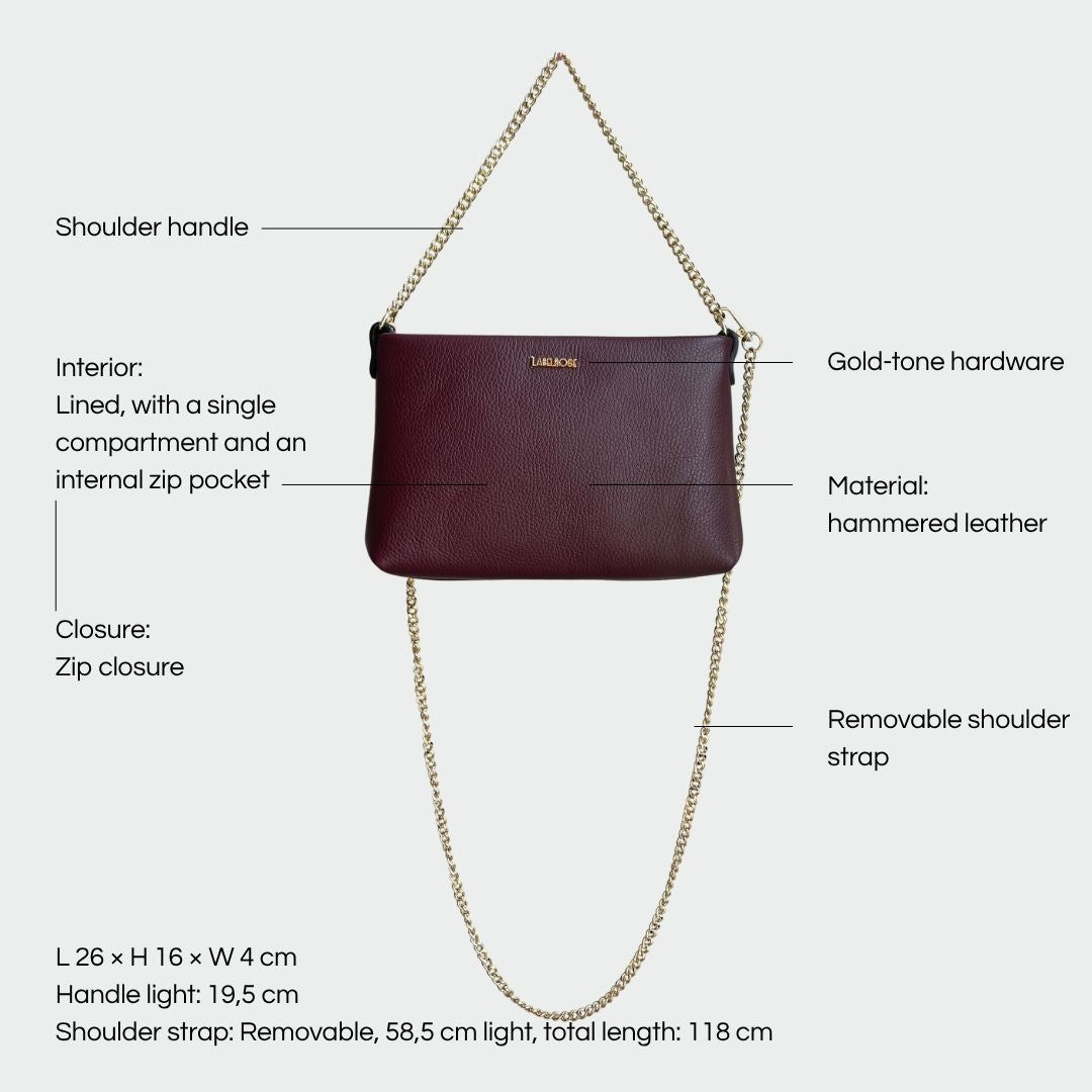Pochette ANNIE vera pelle - BURGUNDY