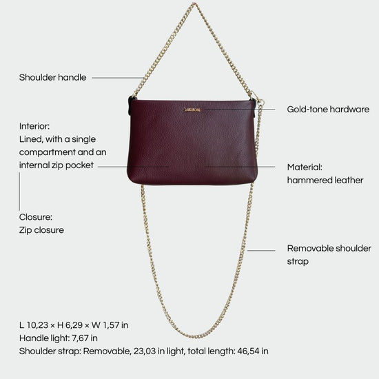 ANNIE genuine leather clutch - BURGUNDY