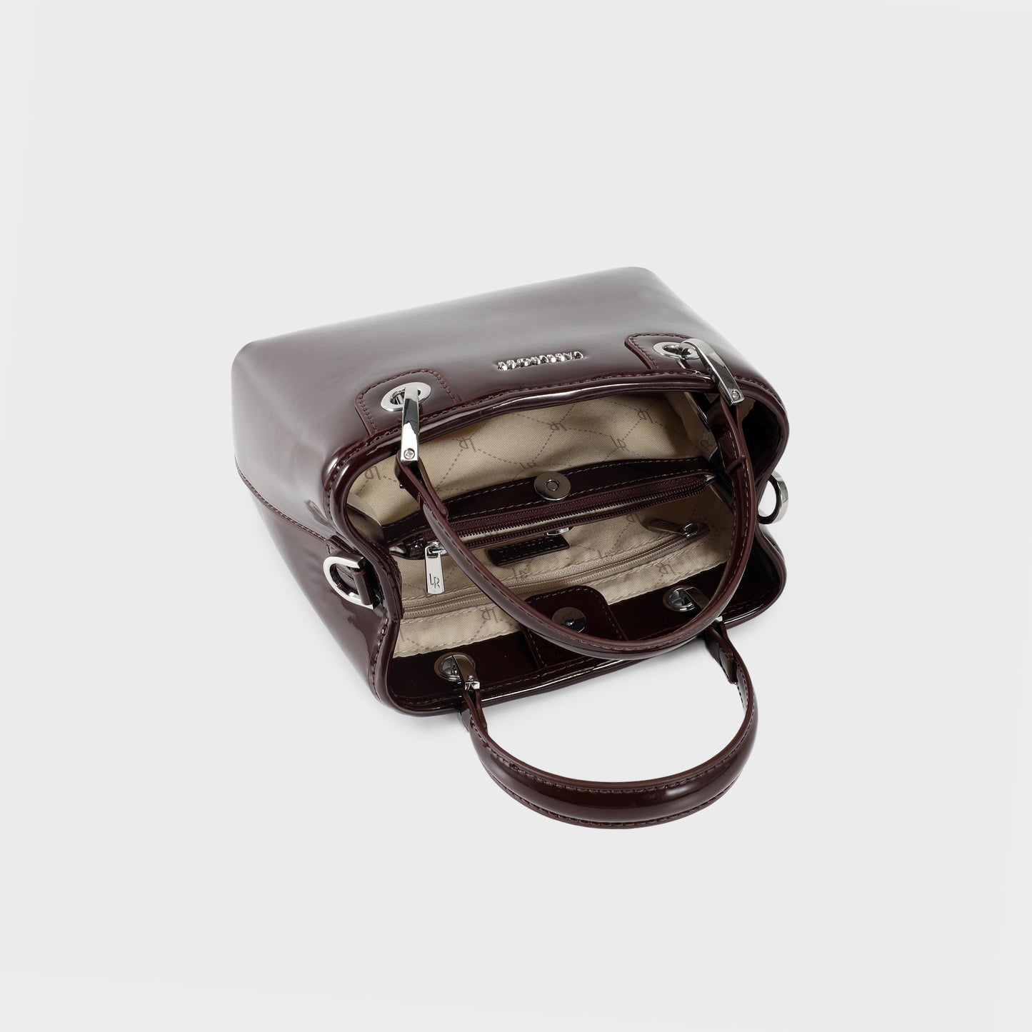Borsa a mano MARGOT SMALL VERNICE - DEEP COOL BROWN