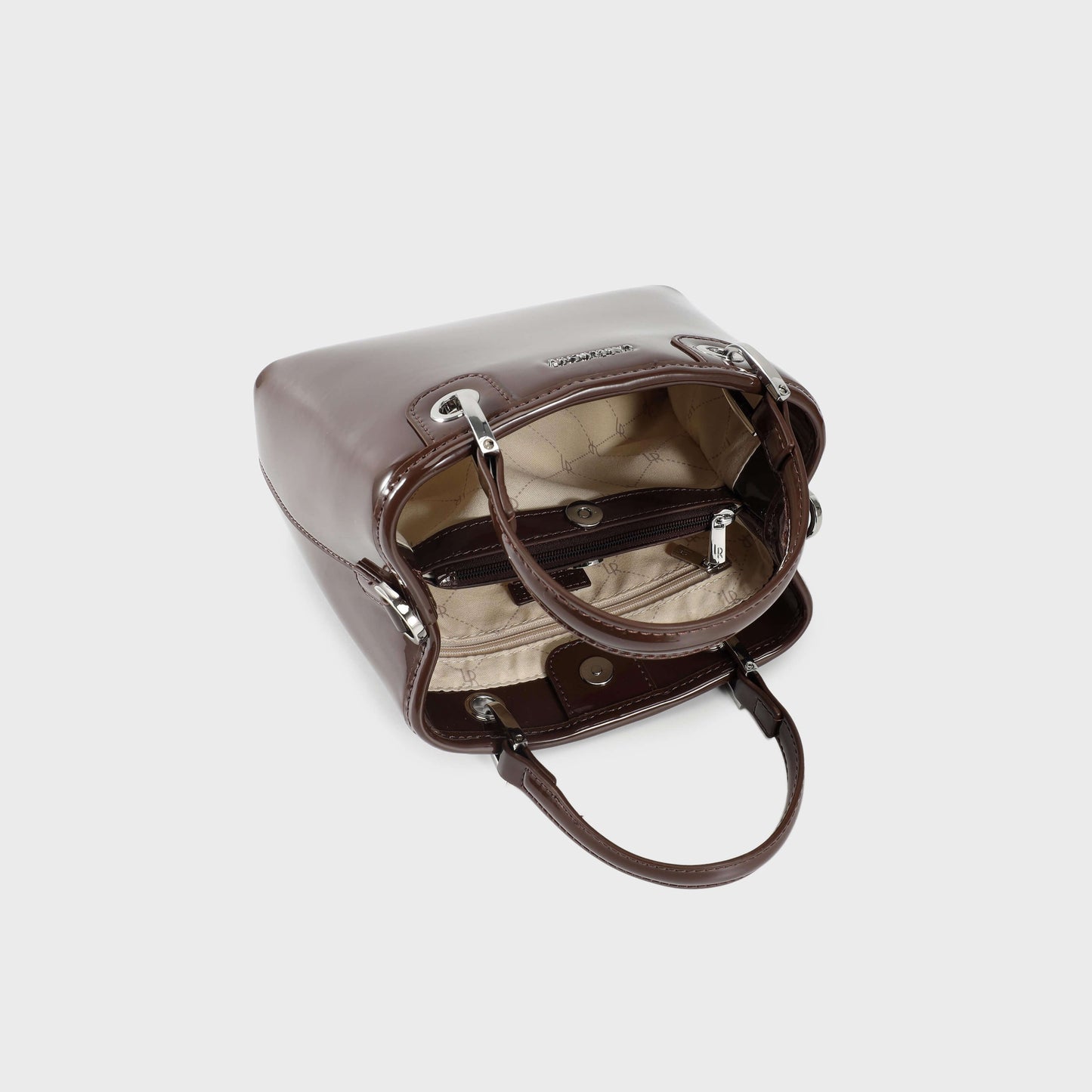 Borsa a mano MARGOT SMALL VERNICE - ESPRESSO