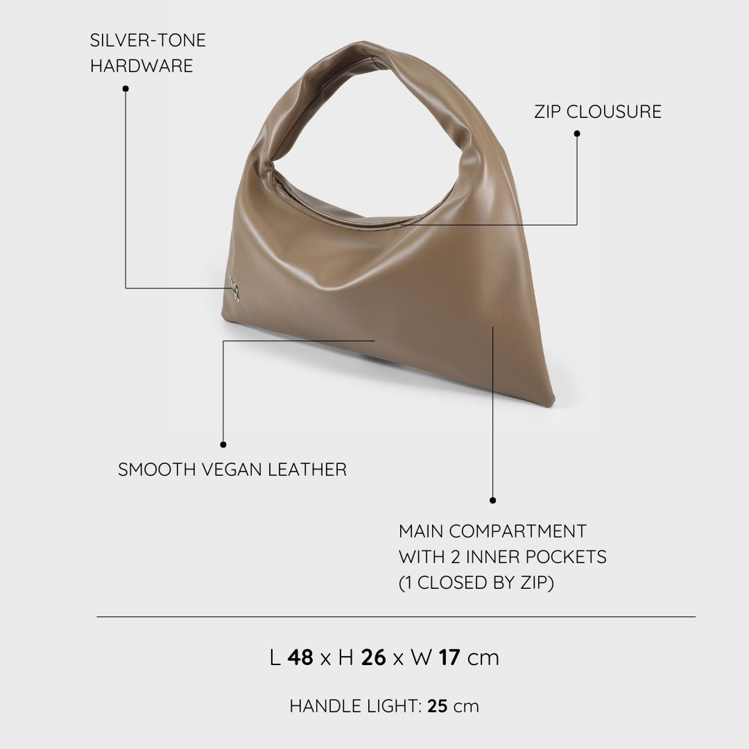 Borsa a spalla in similpelle liscia ANYA - TAUPE