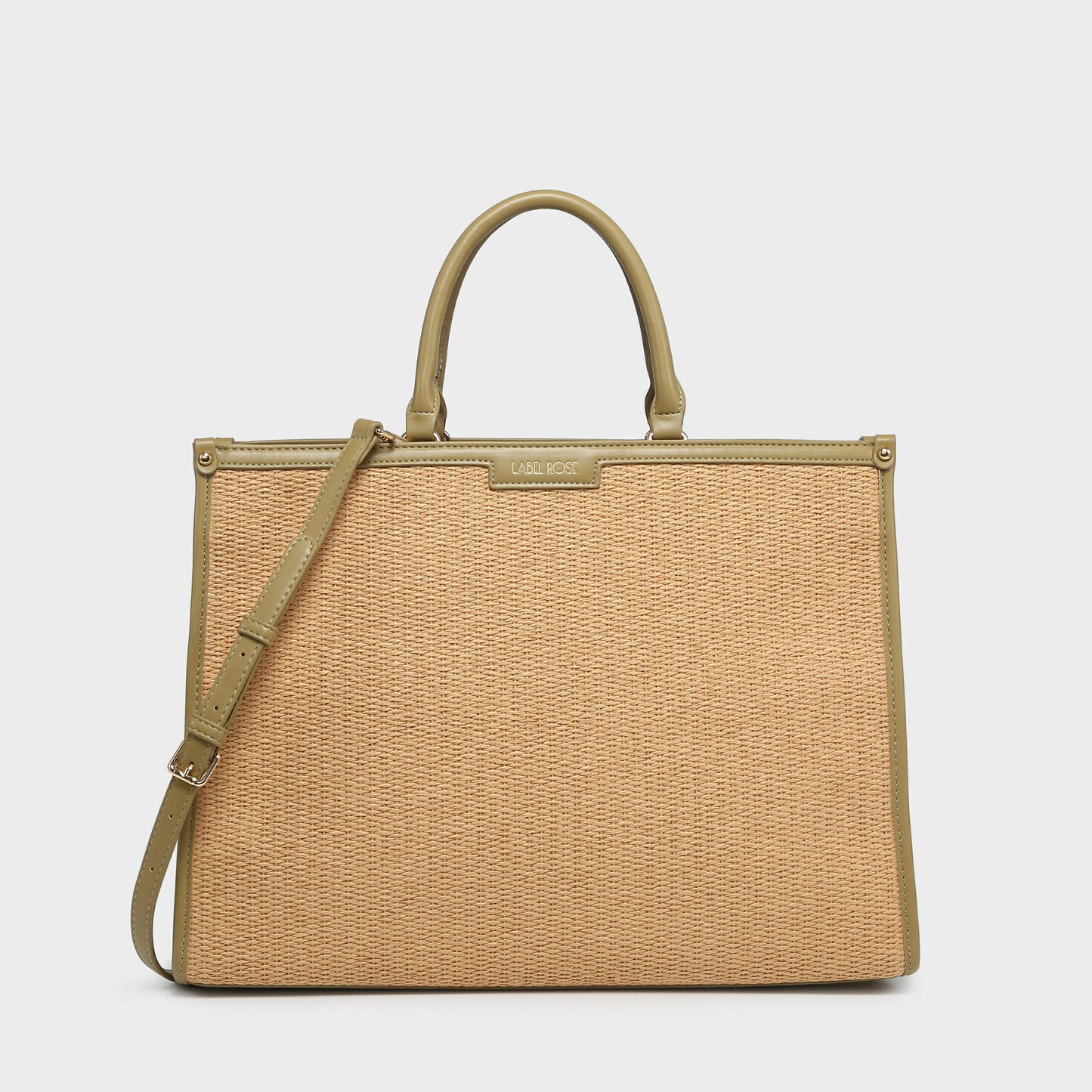 BOLSO DE RAFIA CON MONOGRAMA DE ROSAS - VERDE SALVIA (DEFECTUOSO)