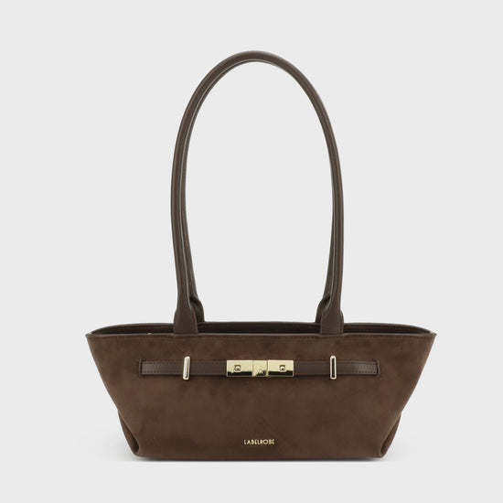 JAY SUEDE Shoulder Bag - WINE CHOCOLATE
