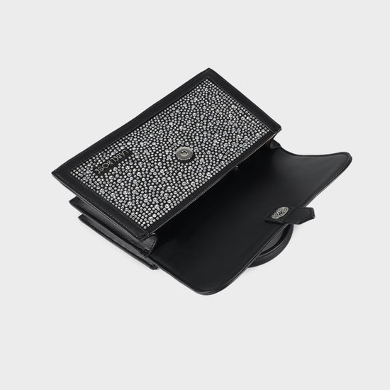 PAIGE STRASS hand bag - BLACK SILVER