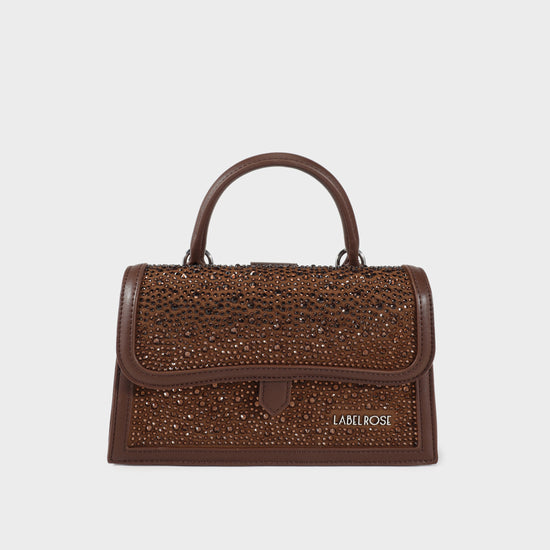 Borsa a mano PAIGE STRASS - BROWN