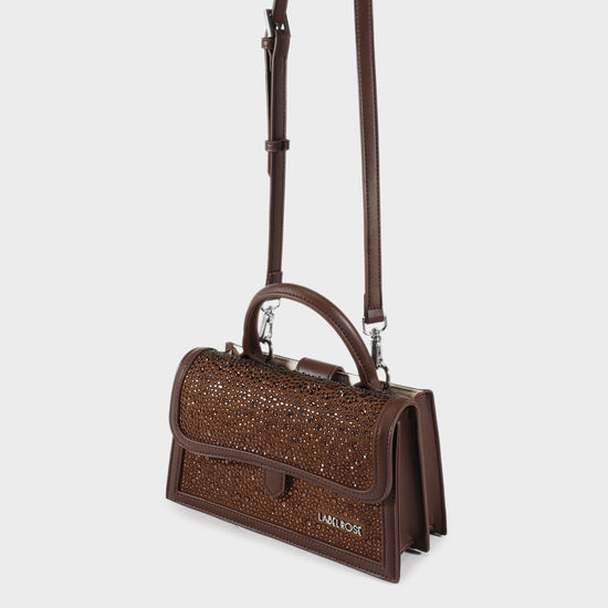 Borsa a mano PAIGE STRASS - BROWN