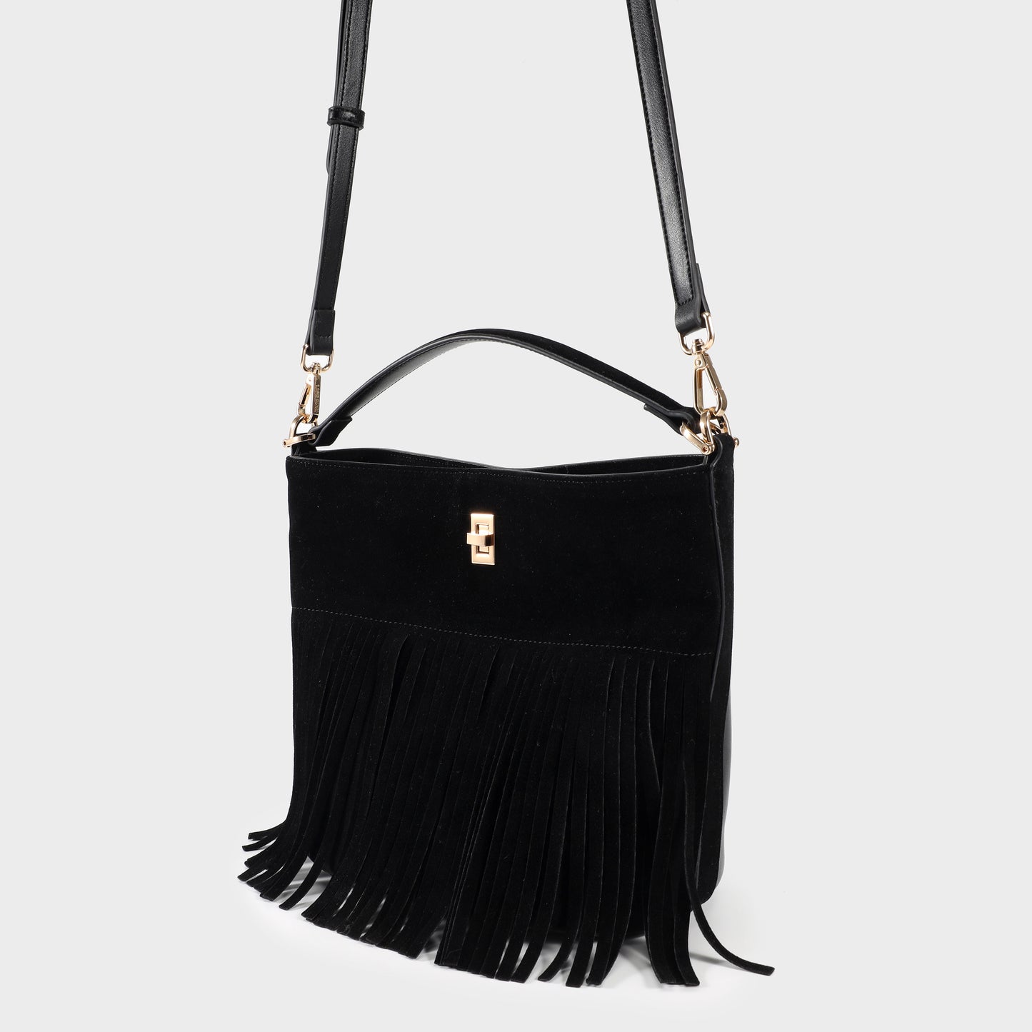 Borsa a secchiello RILEY - NERO GOLD