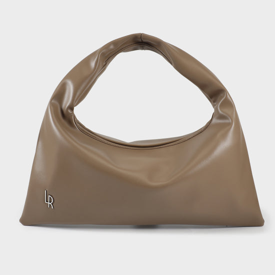 Borsa a spalla in similpelle liscia ANYA - TAUPE