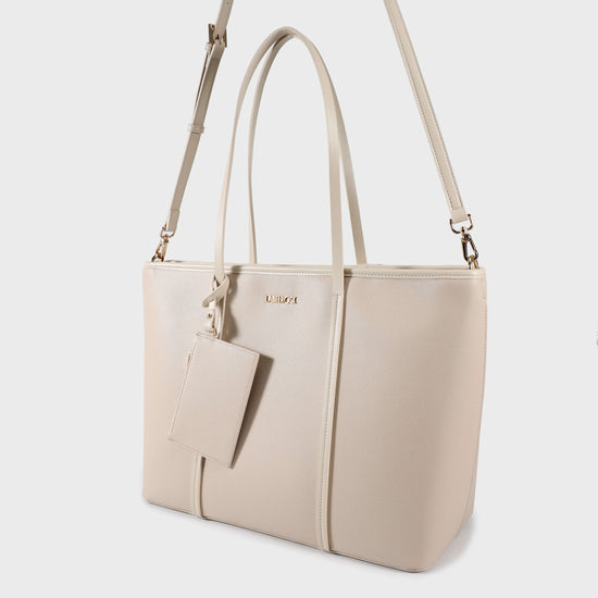 Shopping bag a spalla CLARISSA - PANNA