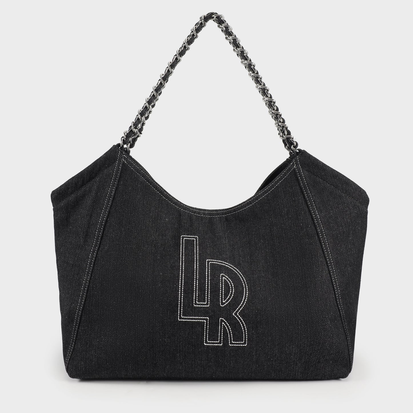 Shopping bag a spalla CORINNE DENIM - BLACK