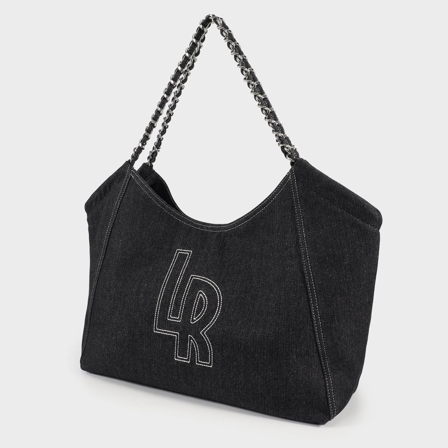 Shopping bag a spalla CORINNE DENIM - BLACK
