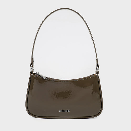Borsa a spalla EMMA VERNICE - OLIVE