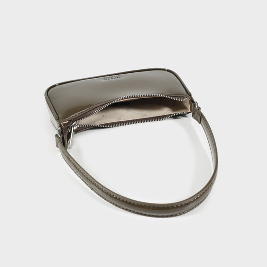 Borsa a spalla EMMA VERNICE - OLIVE