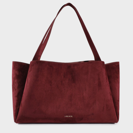 Borsa a spalla IVORY SUEDE - BURGUNDY