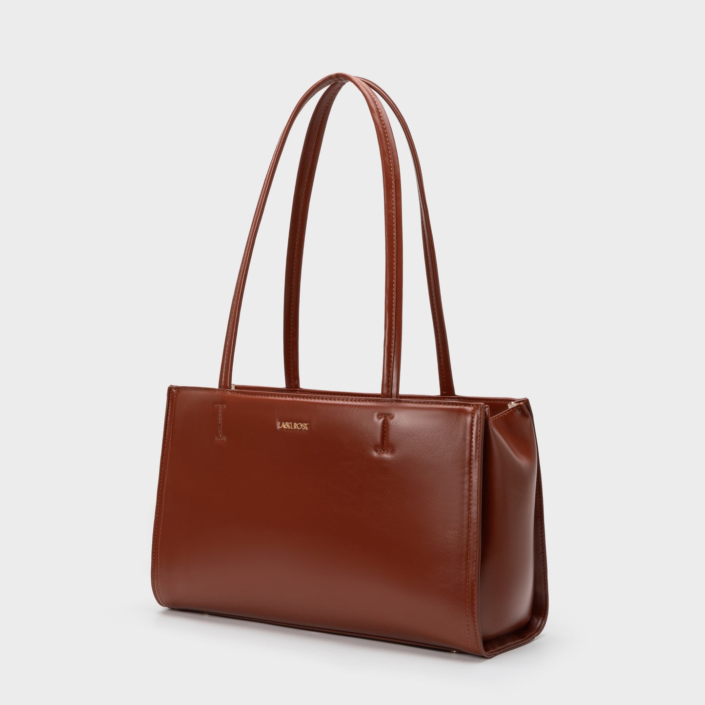 Borsa a spalla PATENT TOTE - CARAMEL BROWN