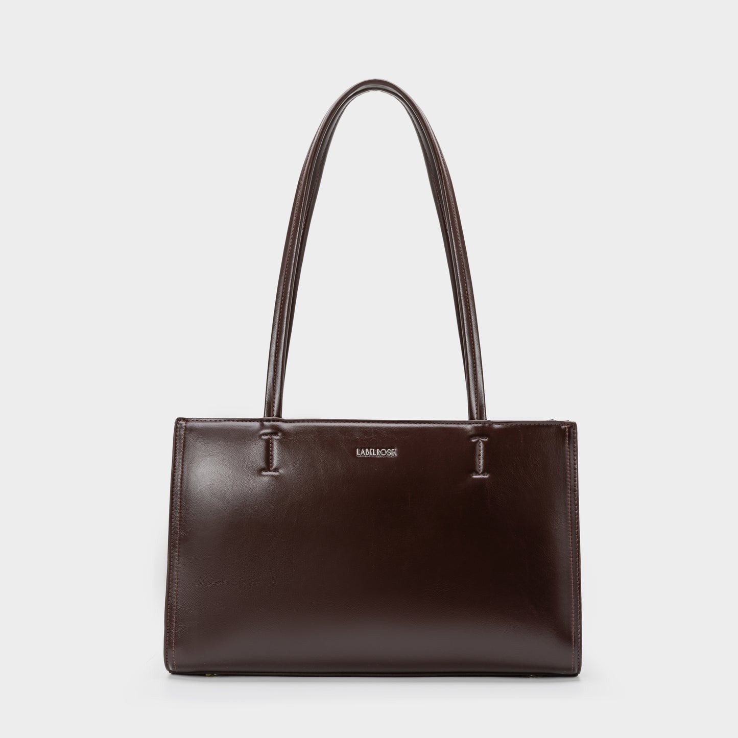 Borsa a spalla PATENT TOTE - COOL BROWN