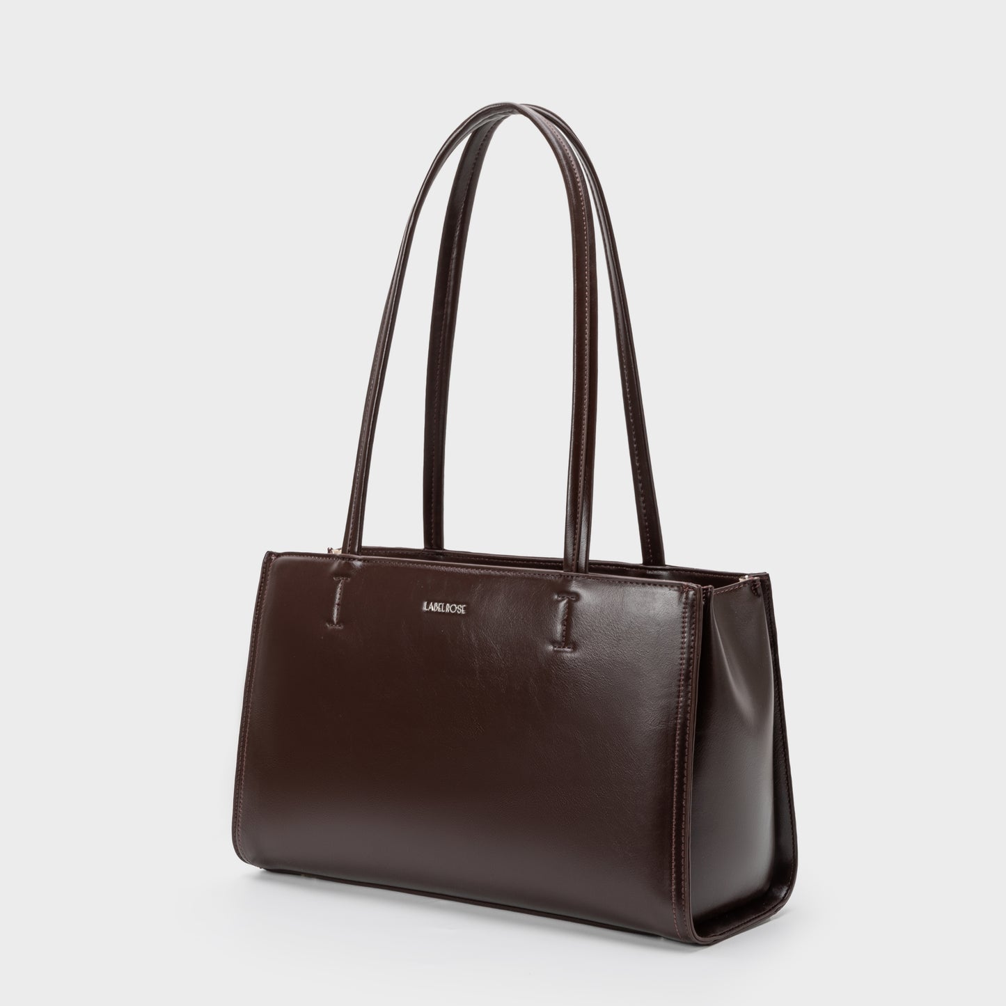 Borsa a spalla PATENT TOTE - COOL BROWN