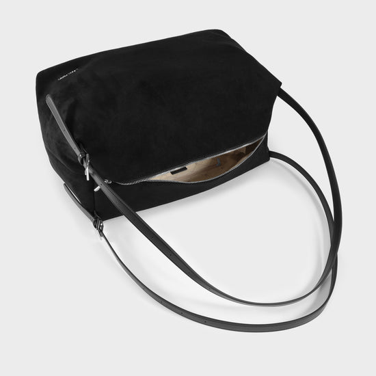 SIDNEY shoulder shopping bag - BLACK SILVER