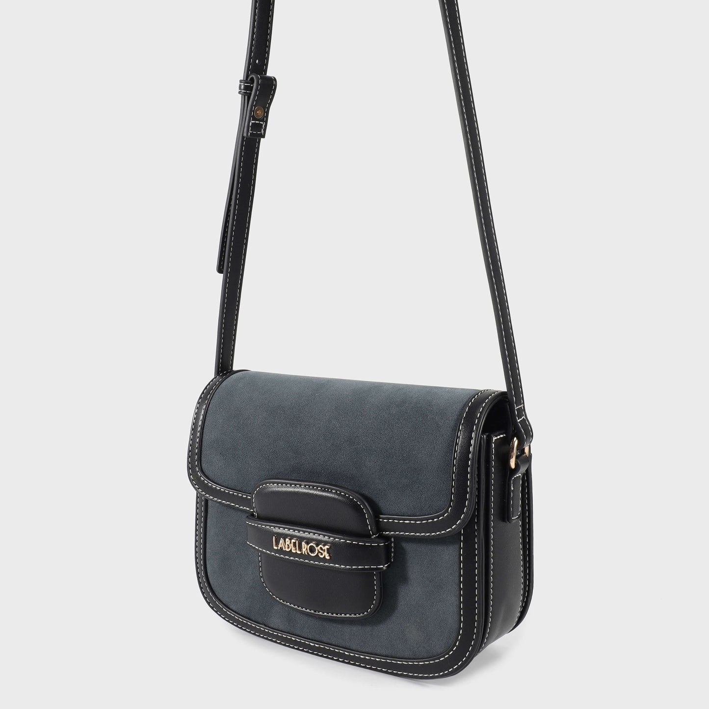 Borsa a tracolla saddle ADDISON - NERO GOLD