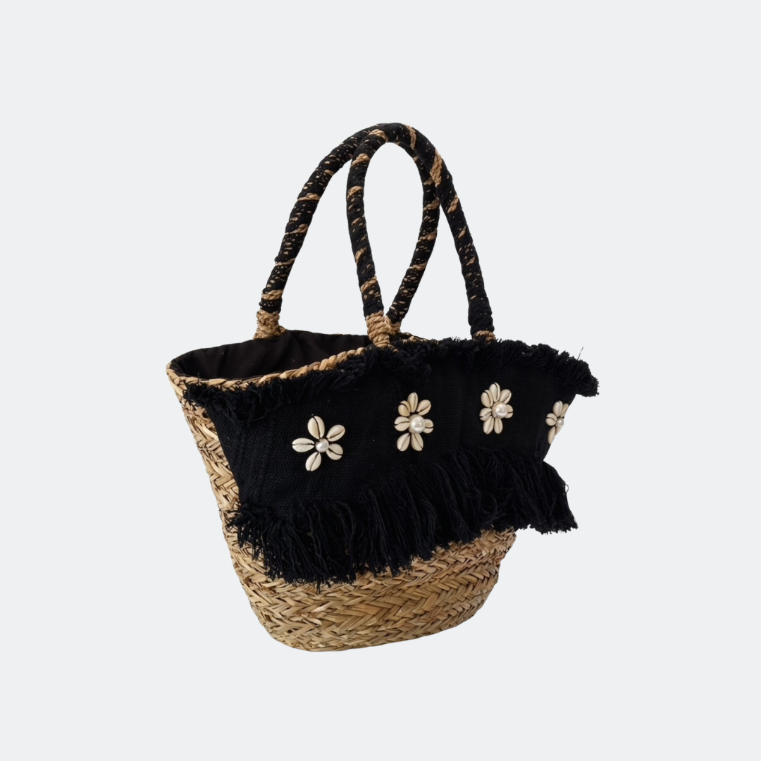 CORAL Straw Bag - BLACK