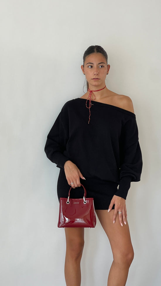 Borsa a mano MARGOT SMALL VERNICE - BORDEAUX