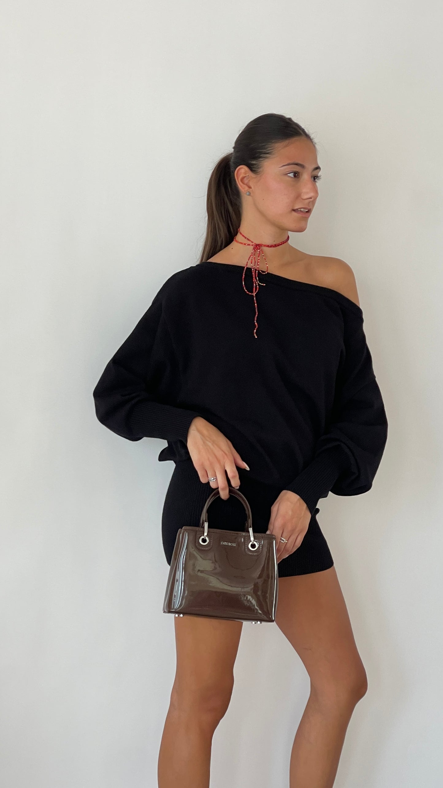 Borsa a mano MARGOT SMALL VERNICE - ESPRESSO