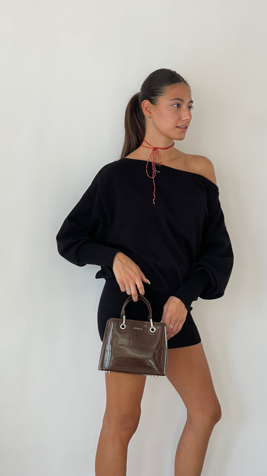 Borsa a mano MARGOT SMALL VERNICE - ESPRESSO