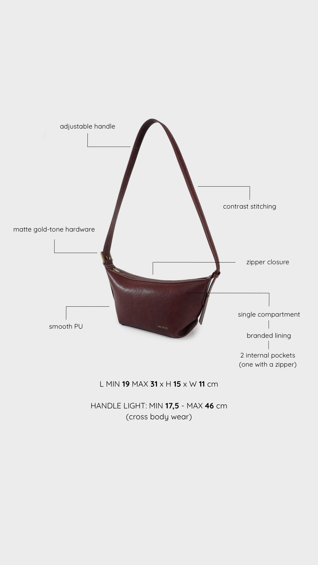 Borsa a spalla DANI- WINE - SENZA IMBALLAGGIO ORIGINALE
