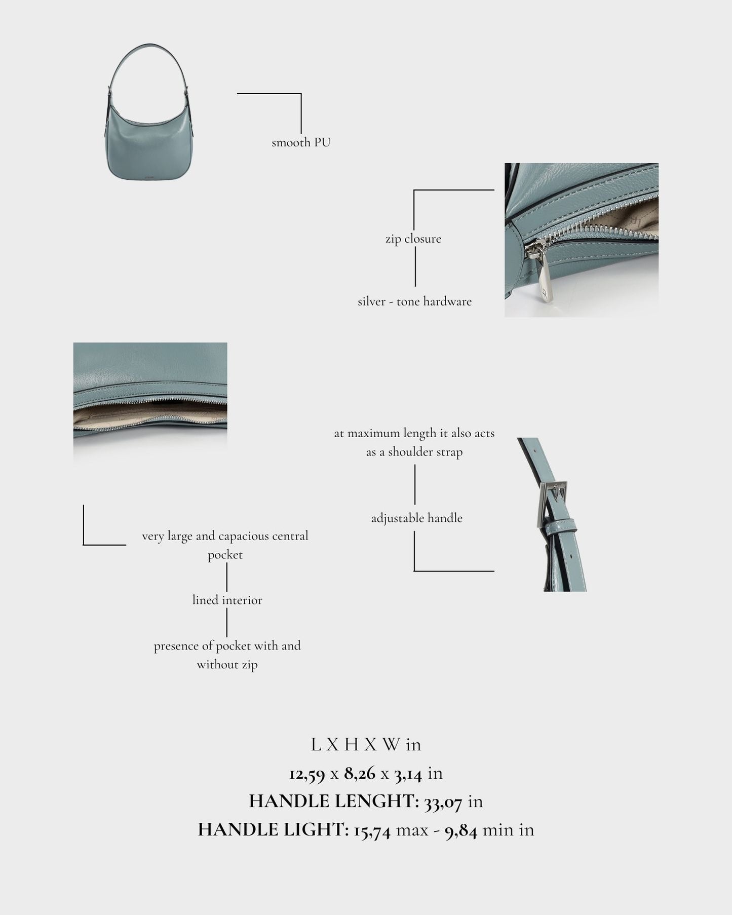 Borsa a spalla LILLIAN - CADET BLUE