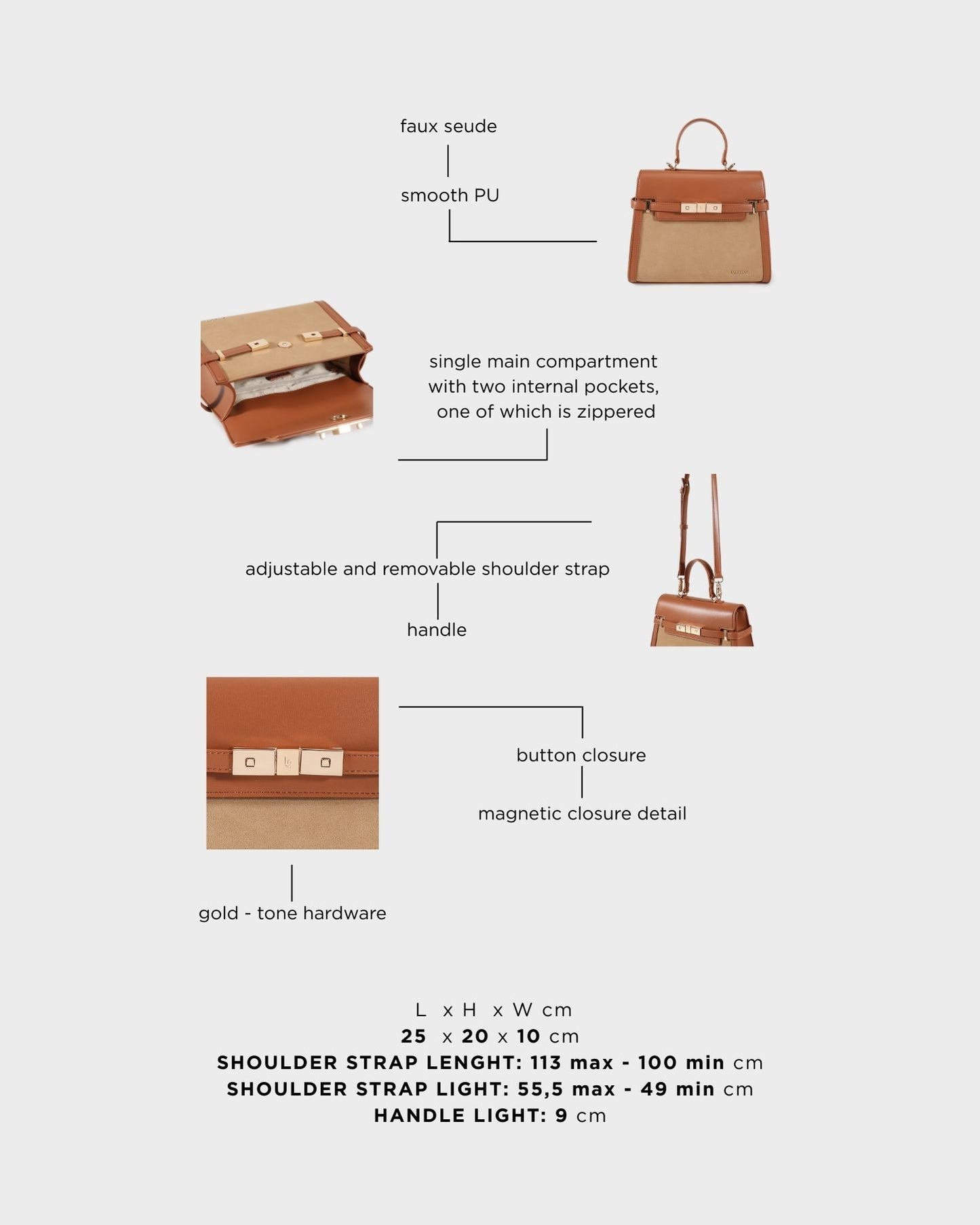 Borsa a mano GRACE SUEDE MEDIUM - CAMEL