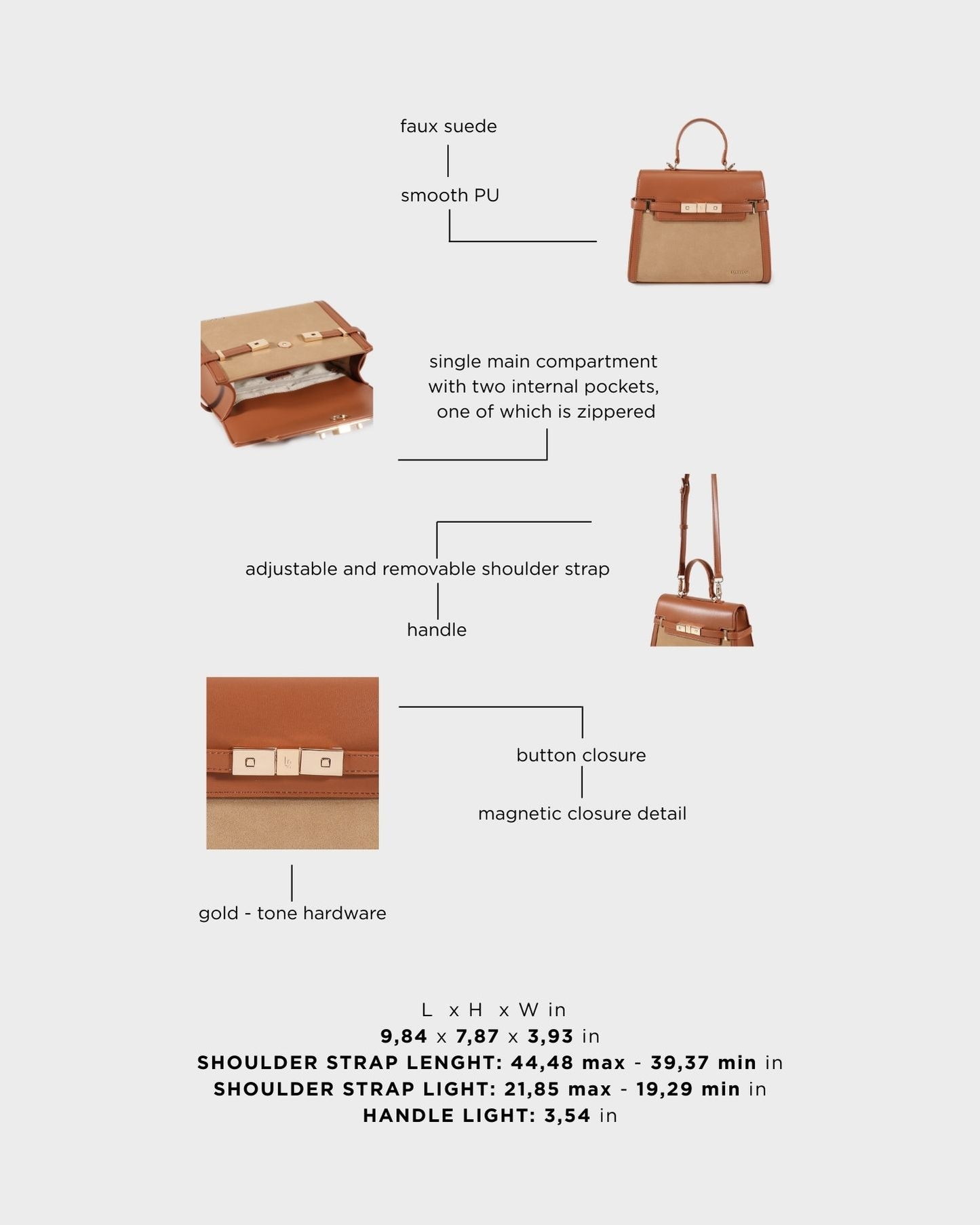 Borsa a mano GRACE SUEDE MEDIUM - CAMEL