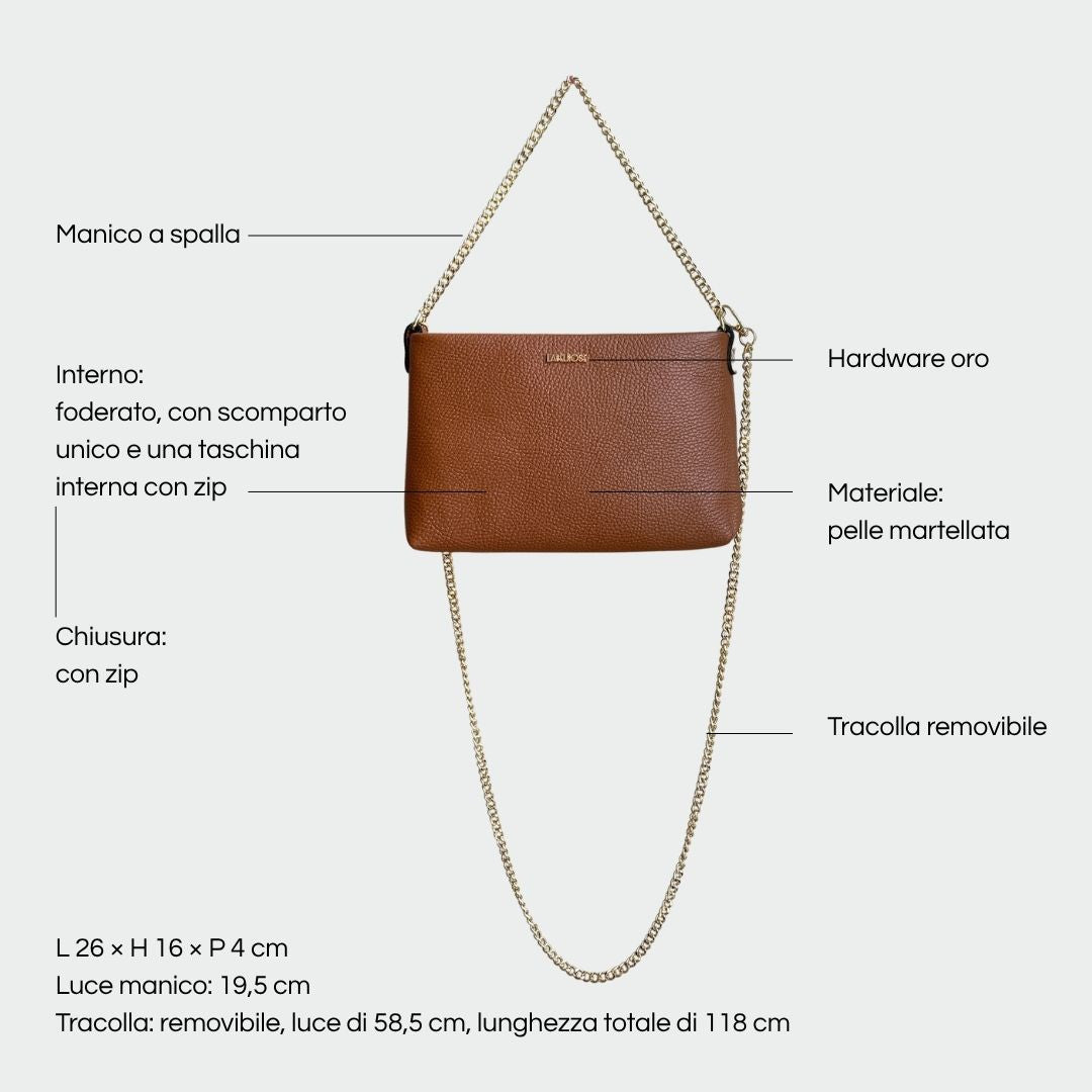 ANNIE genuine leather clutch - CARAMEL