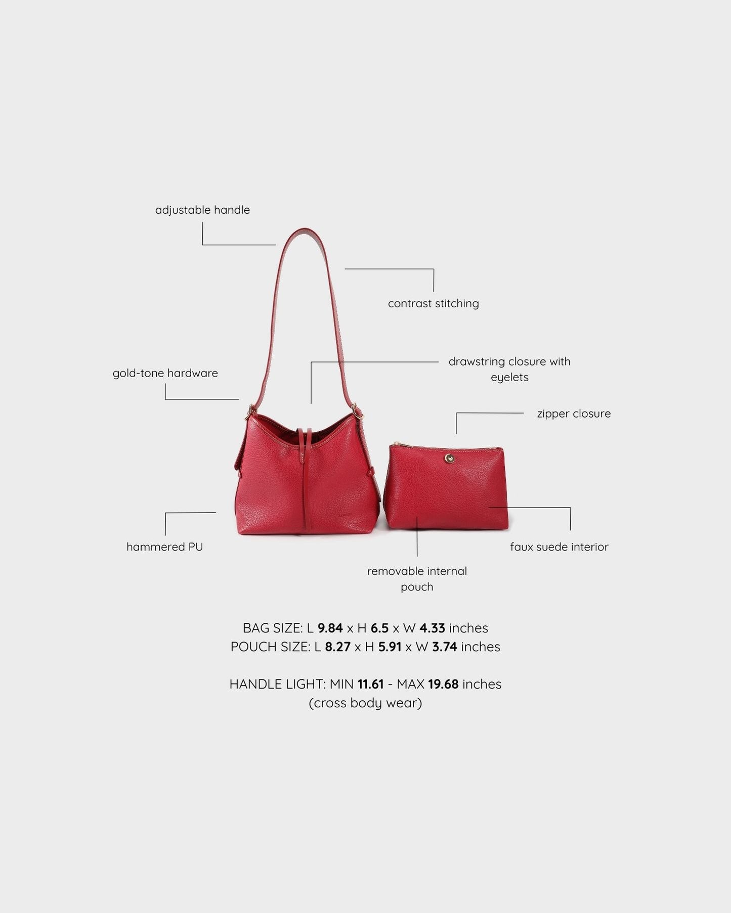 Borsa a spalla BROOKE - CHERRY