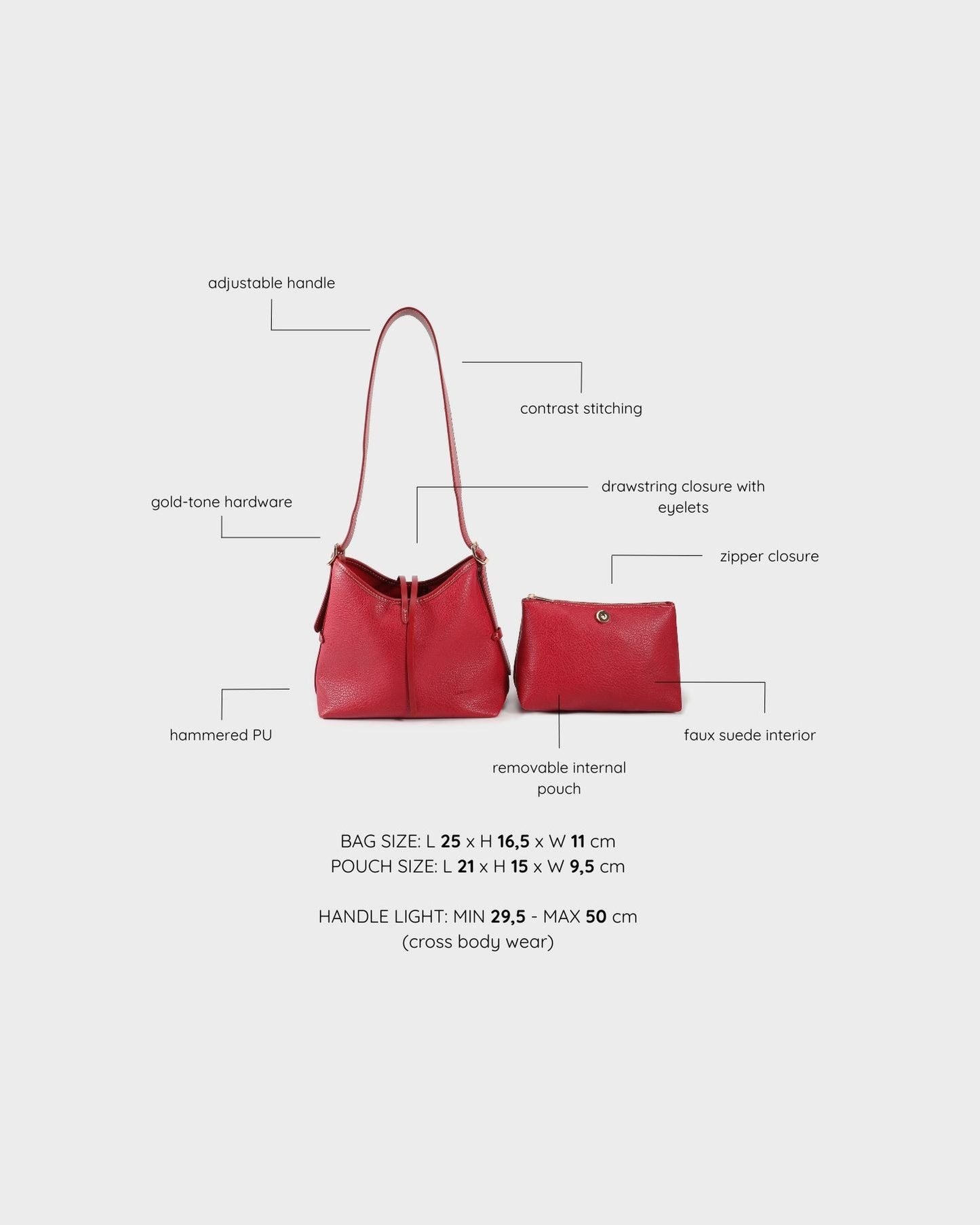 Borsa a spalla BROOKE - CHERRY