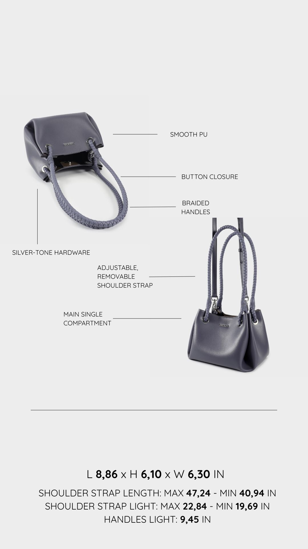 Bolso de hombro CHERYL - GRIS ANCLA