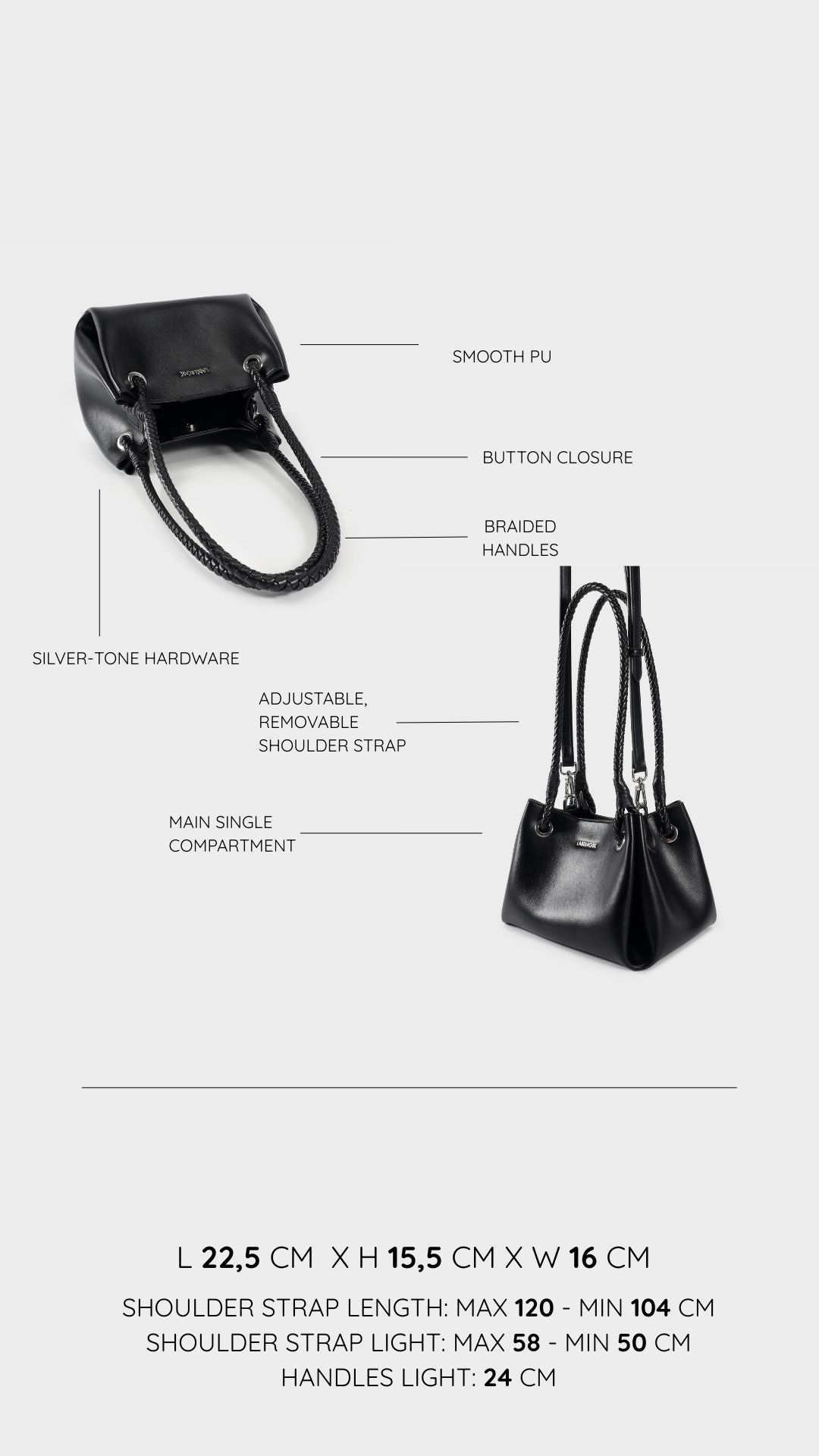Bolso de hombro CHERYL - NEGRO