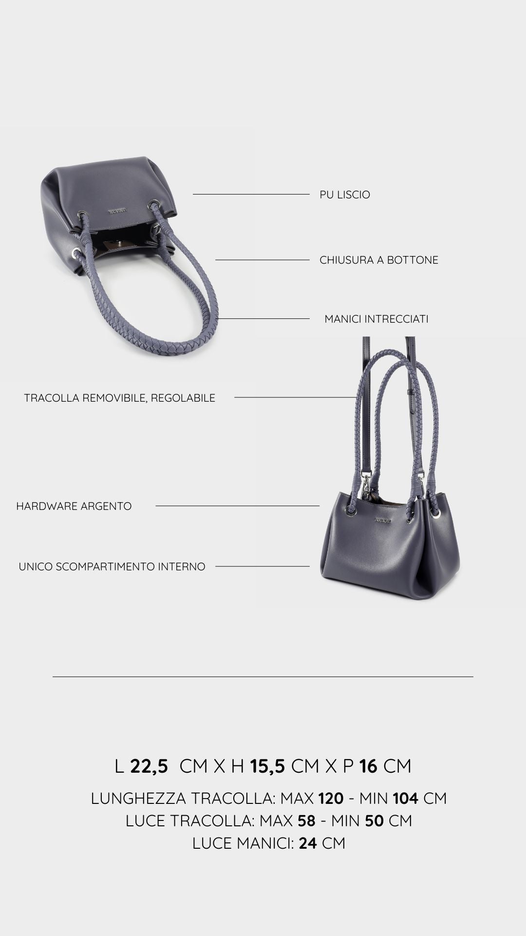 Bolso de hombro CHERYL - GRIS ANCLA