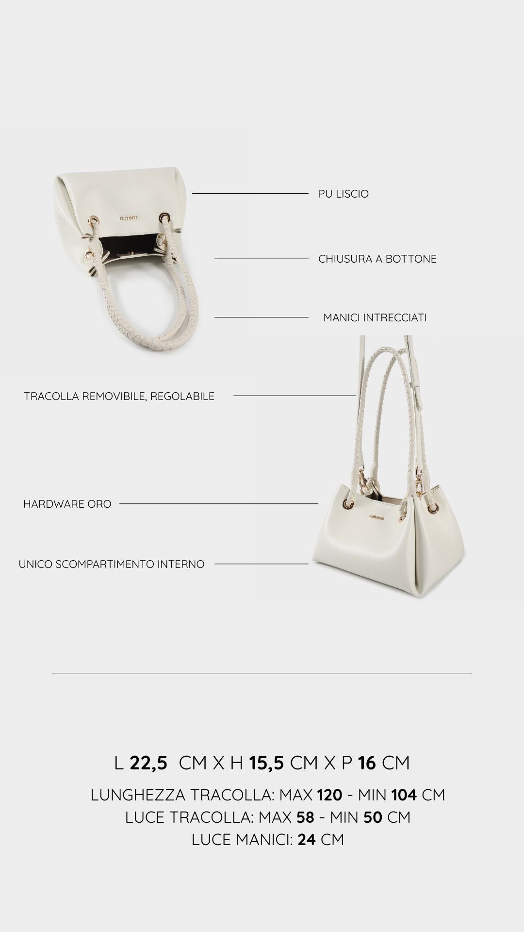 Bolso de hombro CHERYL - BLANCO ROTO
