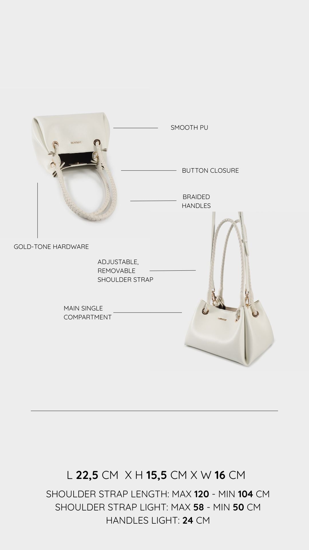 Bolso de hombro CHERYL - BLANCO ROTO