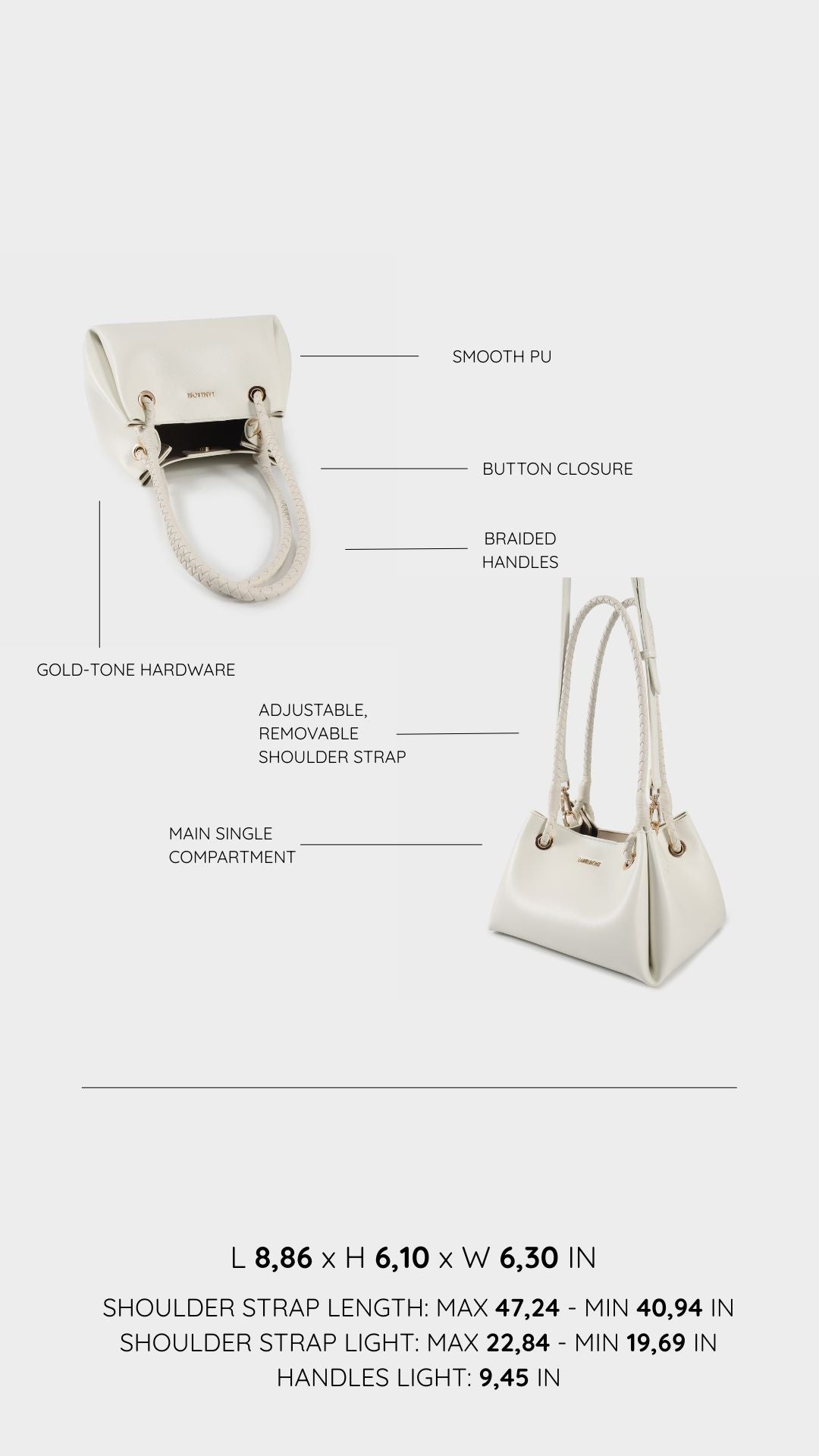 Borsa a spalla CHERYL - OFF WHITE