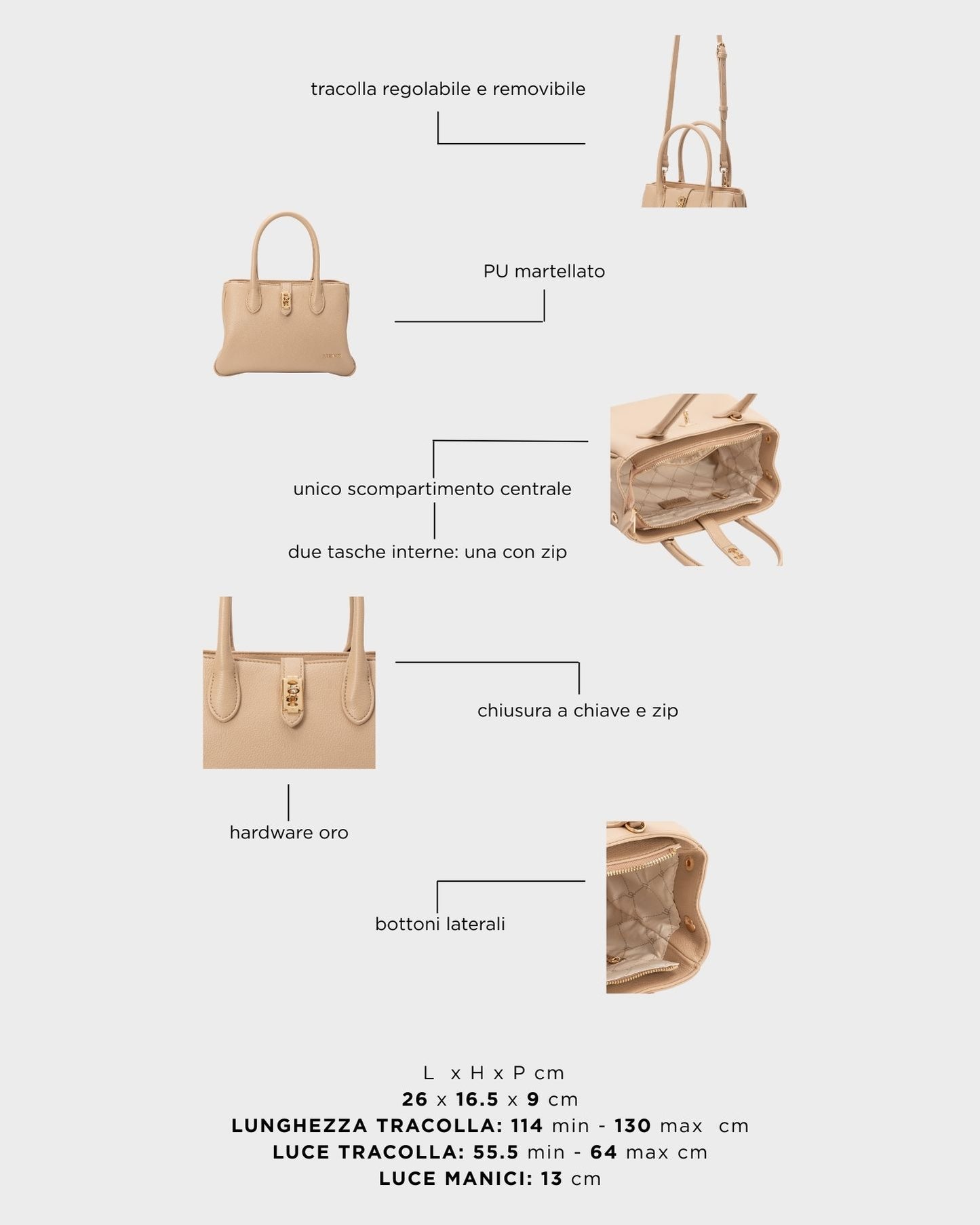 Borsa a mano LENÚ - CREAM