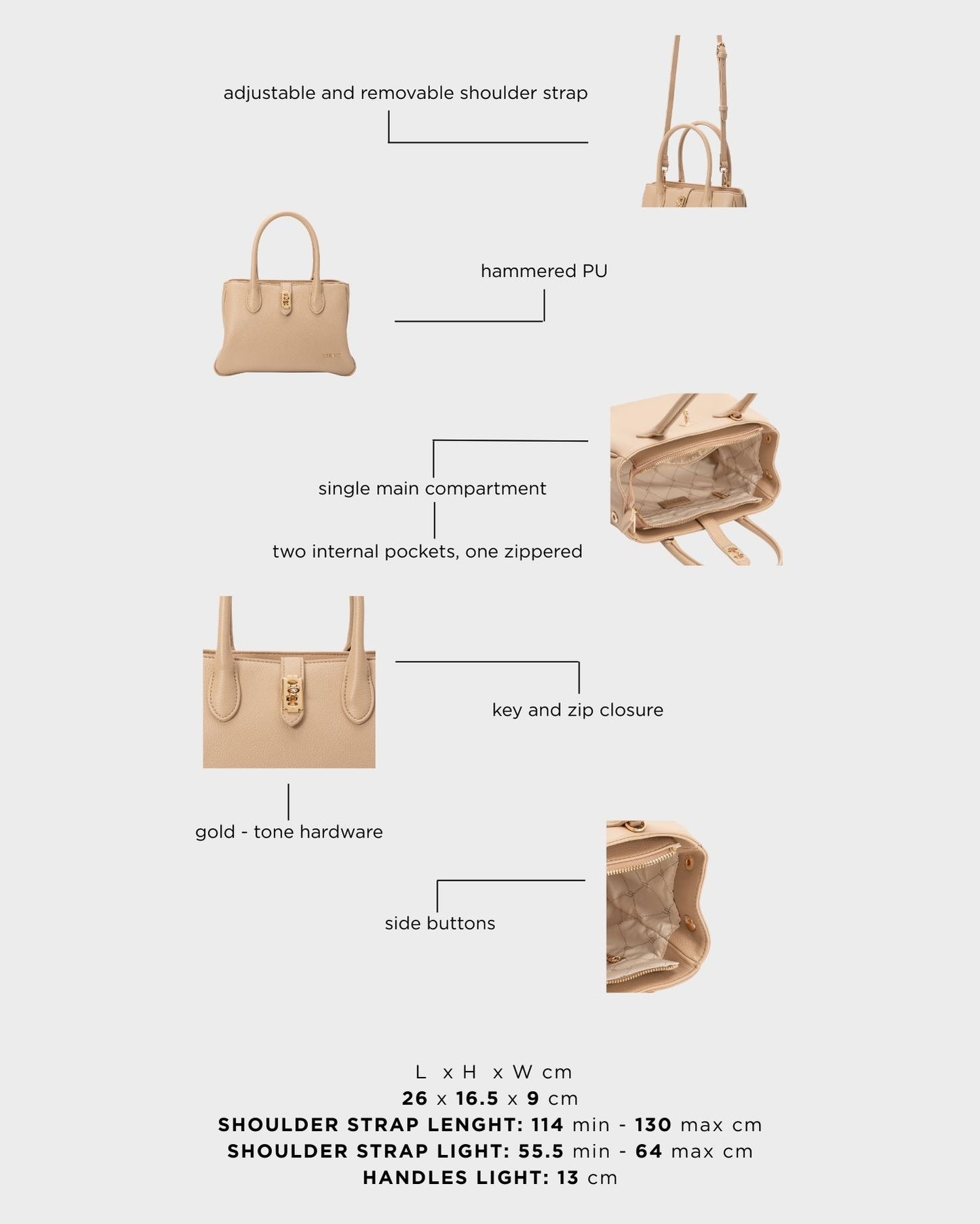 Borsa a mano LENÚ - CREAM