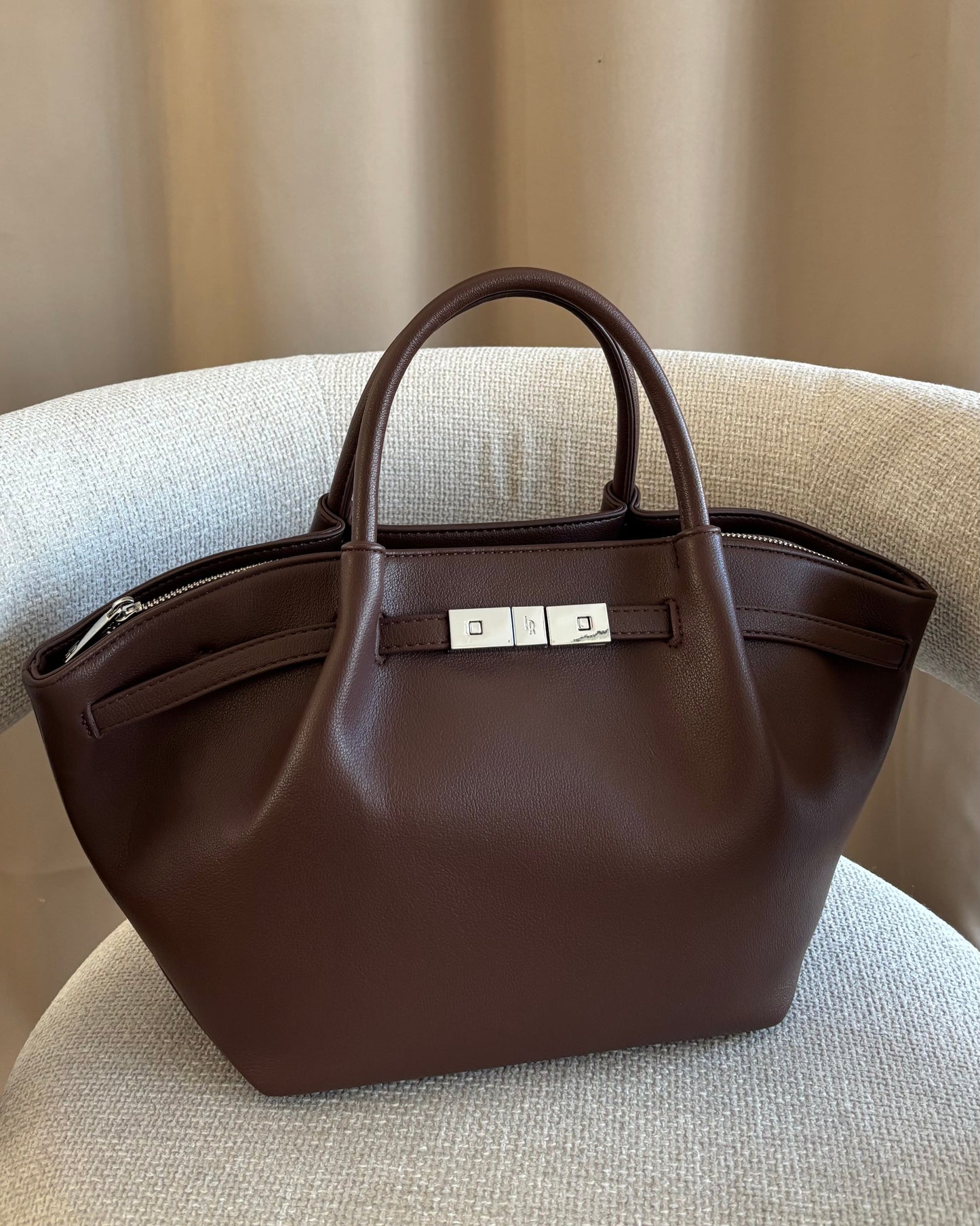 Borsa a mano BRIELLE SMALL - DARK BROWN SILVER