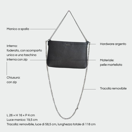 ANNIE genuine leather clutch - DARK BROWN