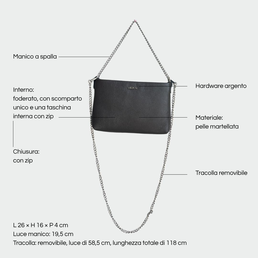 ANNIE genuine leather clutch - DARK BROWN