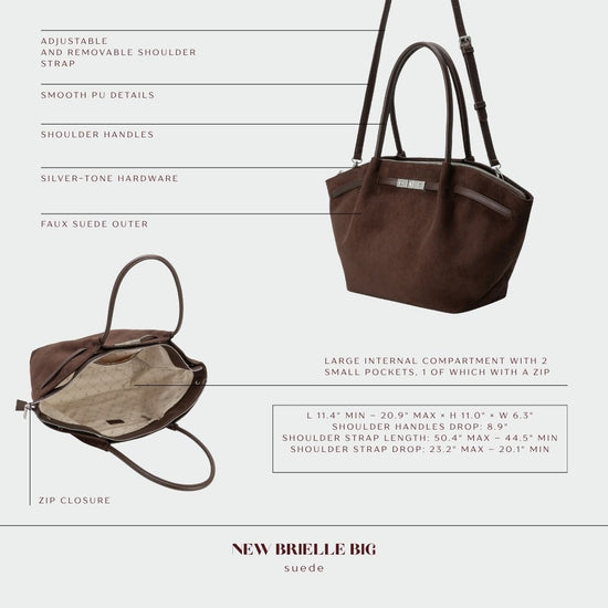Borsa a spalla BRIELLE BIG SIMILSUEDE - DARK BROWN