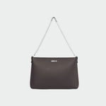 ANNIE genuine leather clutch - DARK BROWN