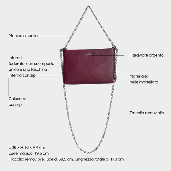 ANNIE genuine leather clutch - DARK CHERRY